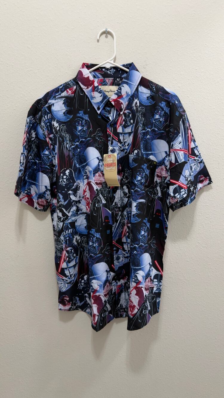 NWT Star Wars RSVLTS "Darth Vader" KUNUFLEX Short Sleeve Shirt - Large
